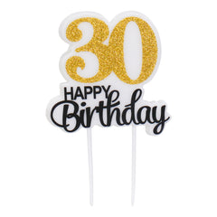 Gold Happy Birthday 30 Gold Pick Candle