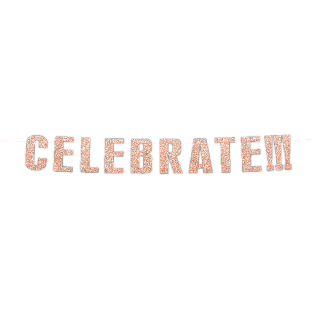 Blush Celebrate Glitter Banner, 6 FT