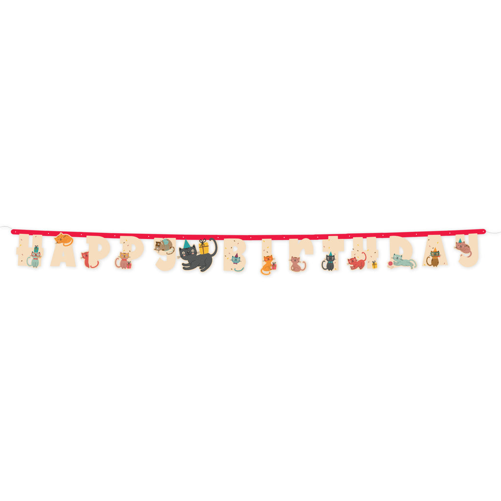 Cat Party Happy Birthday Banner, 6.25 FT