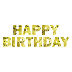 Happy Birthday Gold Disco Letter Banner 11.7 ft