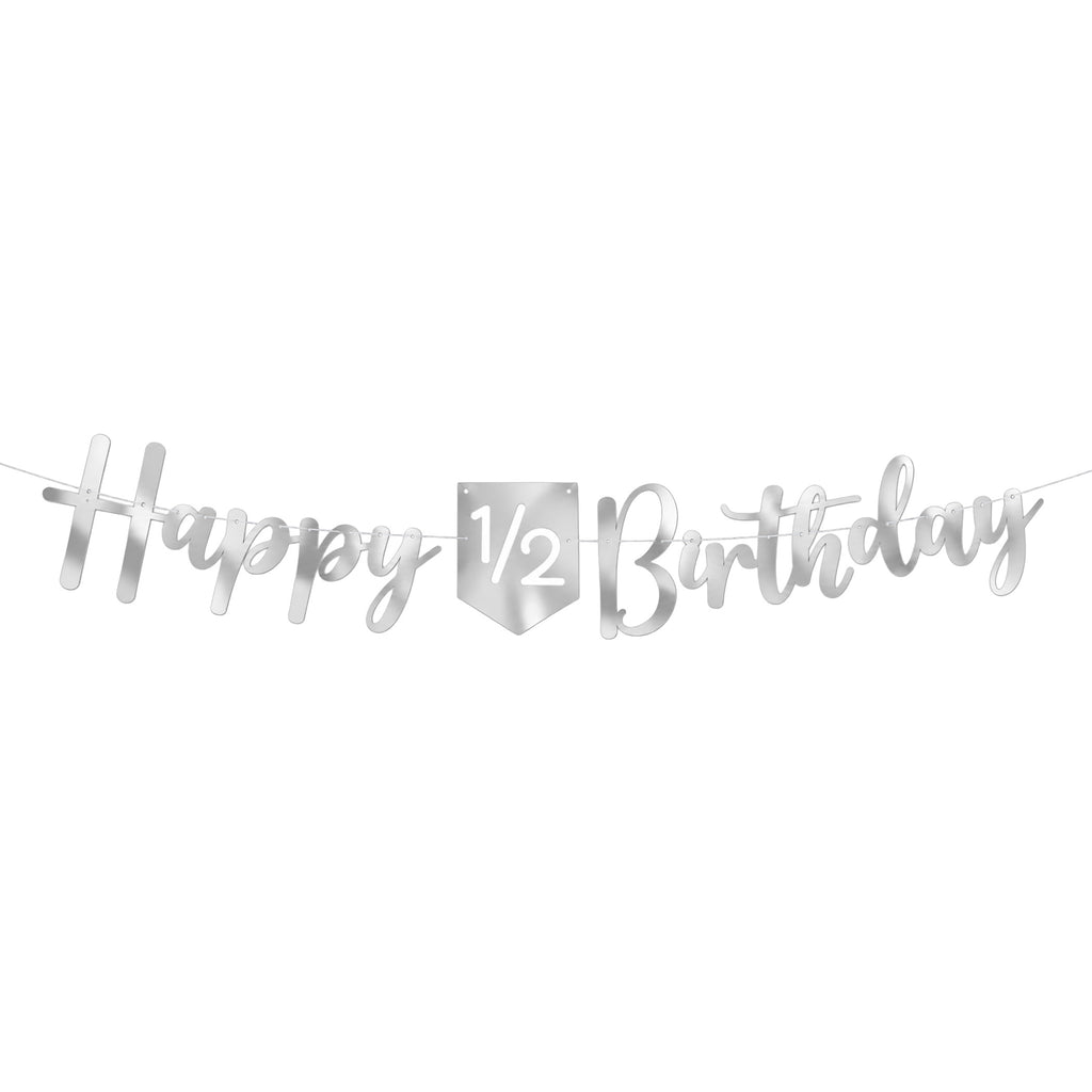 Happy ½ Birthday Silver Banner 8.2 ft