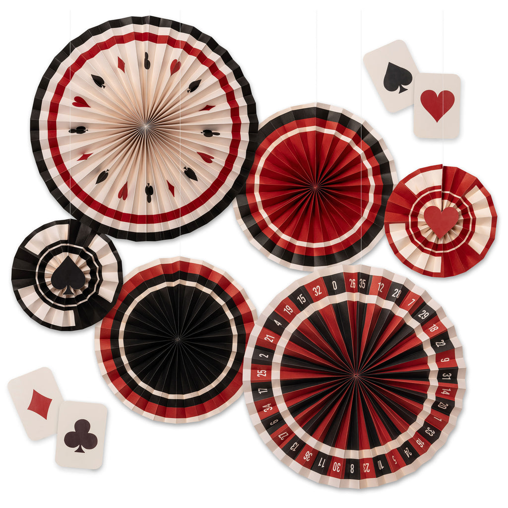Casino Party Paper Fan Decor Kit 8ct