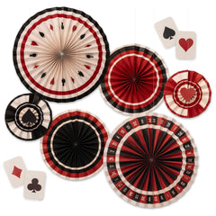 Casino Party Paper Fan Decor Kit 8ct