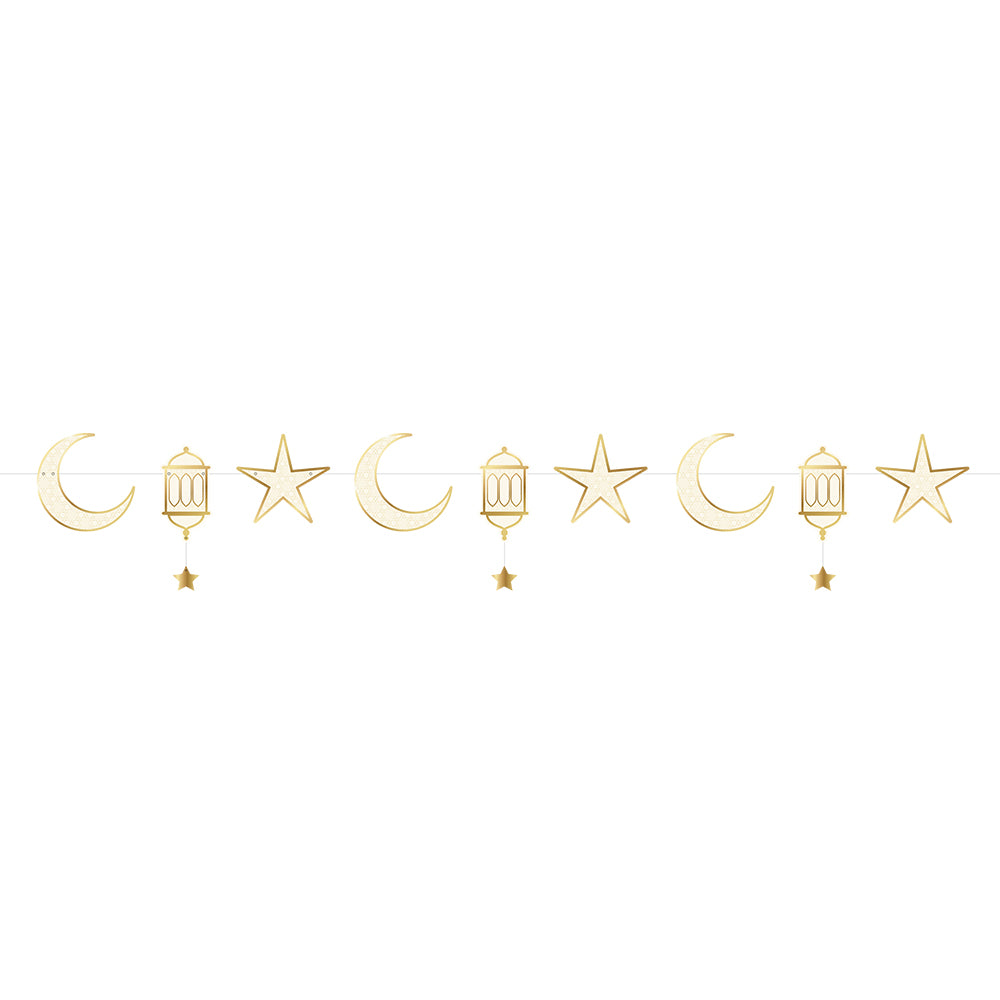 EID Crescent Moon, Stars, Lanterns Banner