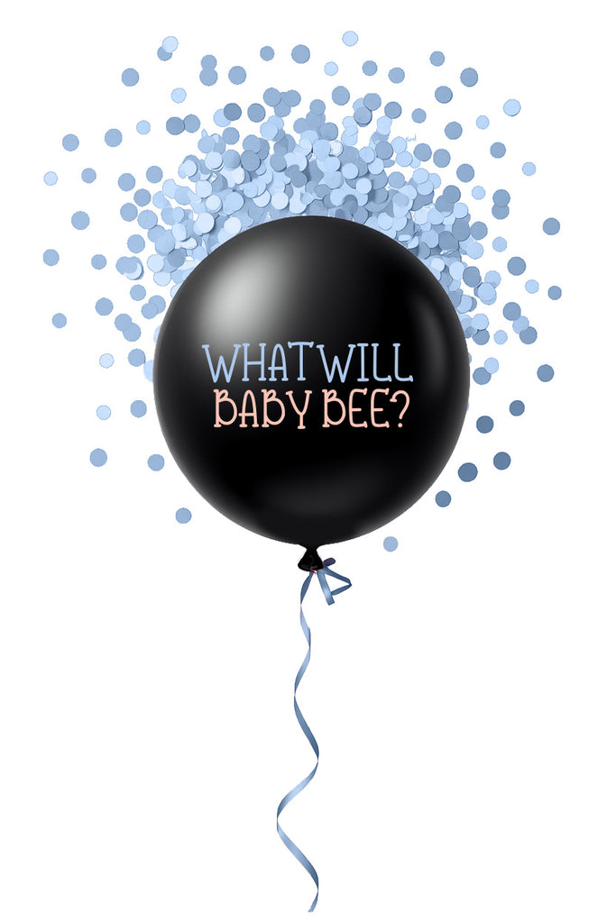 What Will Baby Bee? Gender Reveal Balloon with Blue Confetti 1ct