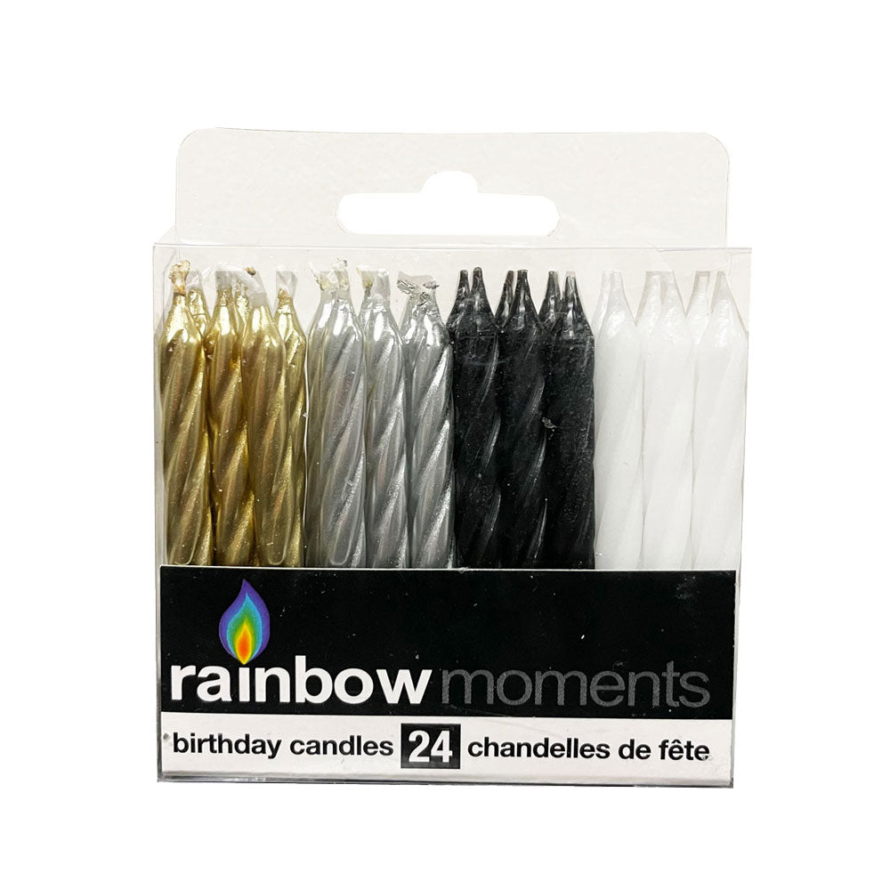 Spiral Paraffin Candles (24-pack) – Gold/Silver/Black/White
