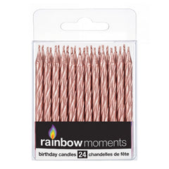 Rose Gold Metallic Spiral Candles (24-pack)