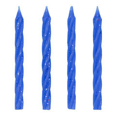 Blue Glitter 3.15 inch spiral candle (24-pack)