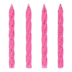 Pink Glitter 3.15 inch spiral candle (24-pack)