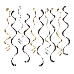 Gold, Black, Silver Swirl Decorations, 10-pk