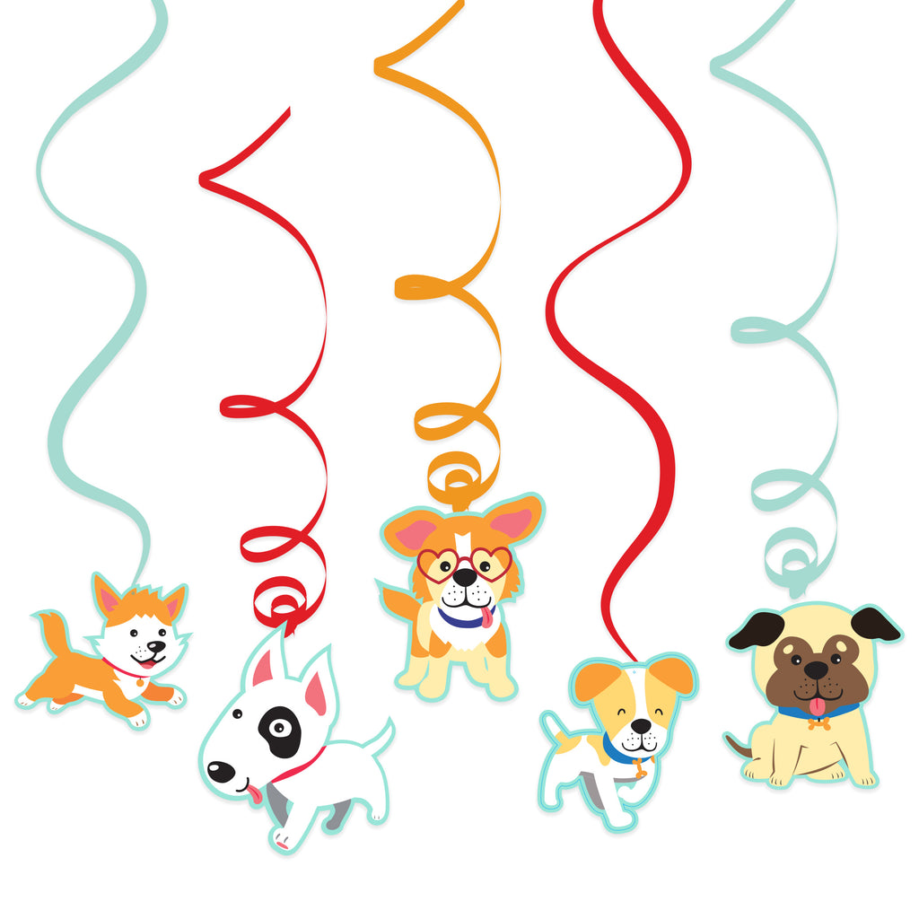 Dog Party Swirl Decorations, 5-pk