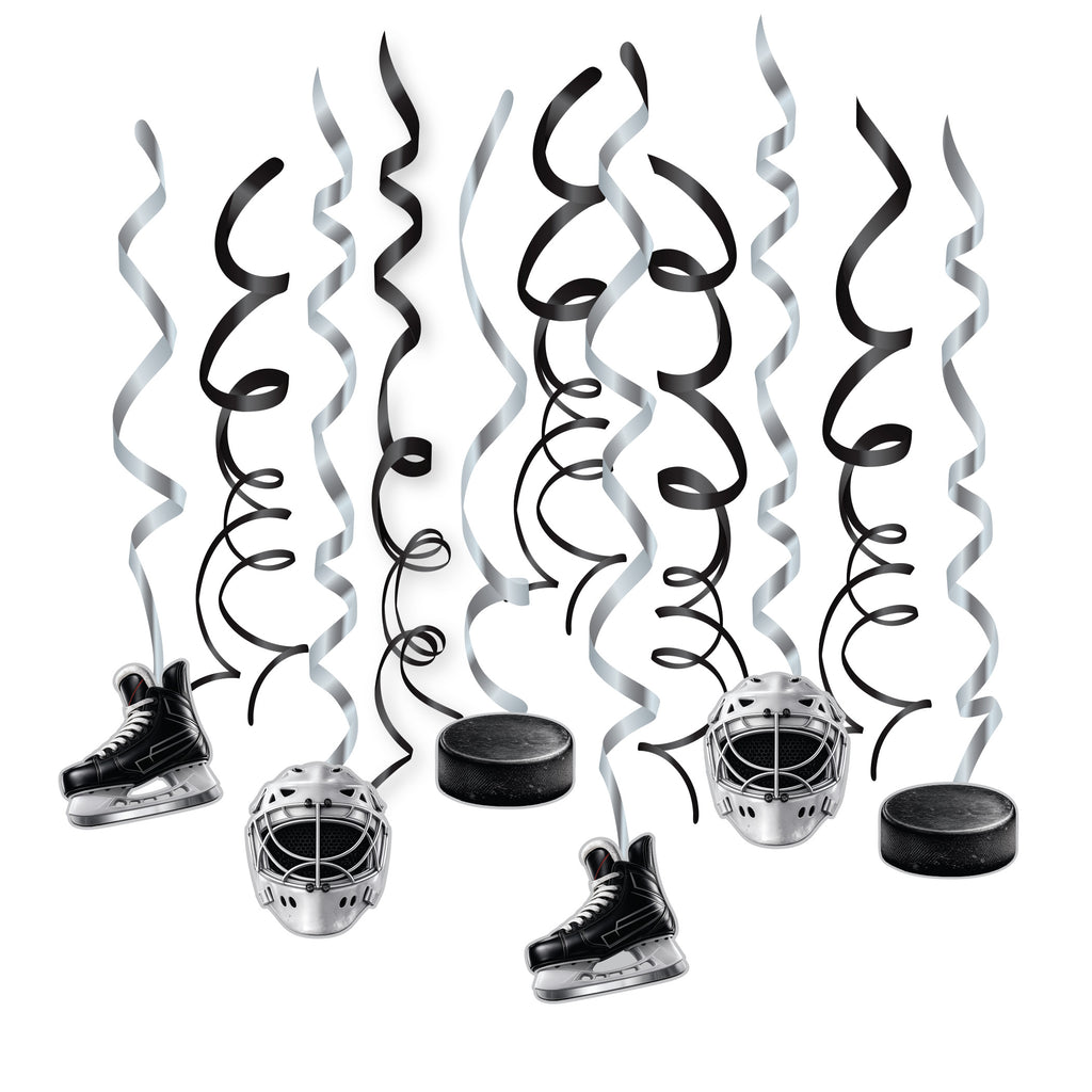 Hockey Swirl Decorations, 12-pk
