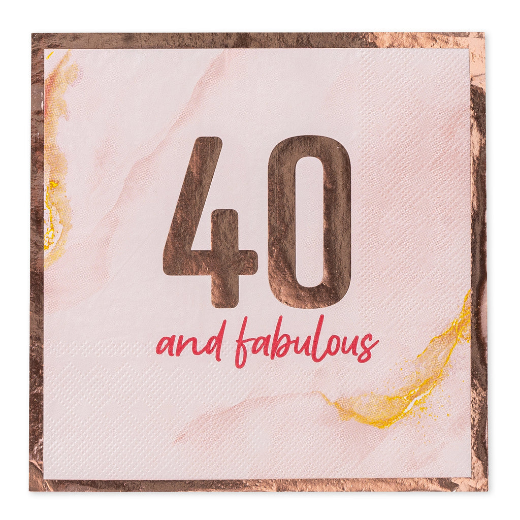 Blush 40th Birthday Lunch Napkin, 16 ct