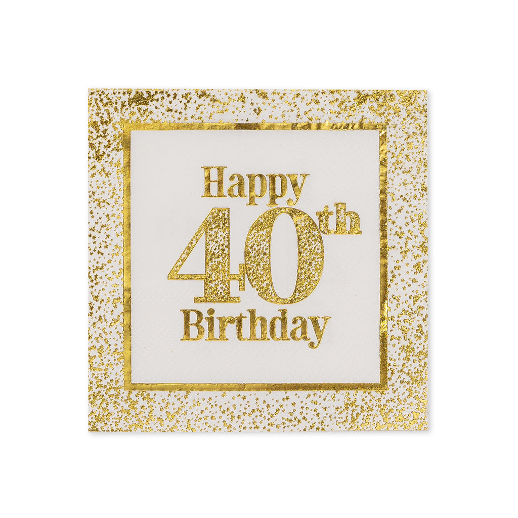 Golden Age 40th Birthday Beverage Napkin, 16 ct