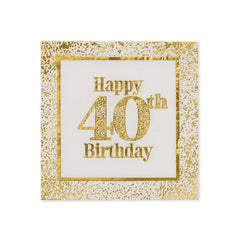 Golden Age 40th Birthday Beverage Napkin, 16 ct