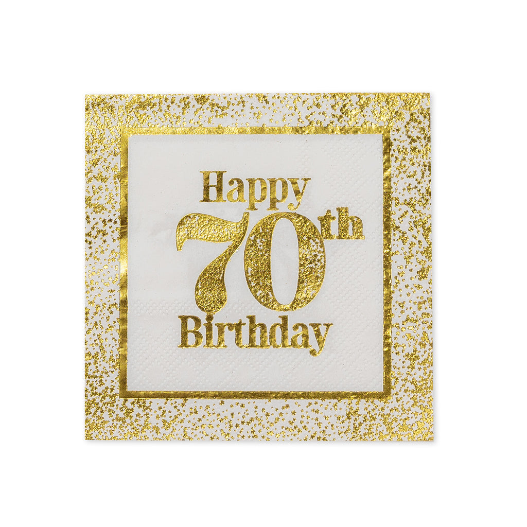 Golden Age 70th Birthday Beverage Napkin, 16 ct