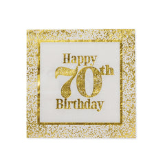 Golden Age 70th Birthday Beverage Napkin, 16 ct