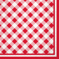 Summer BBQ Gingham Beverage Napkin, 16 ct