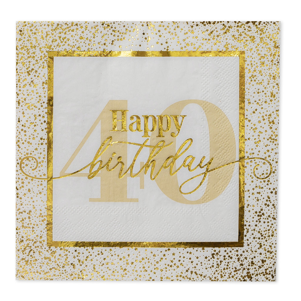 Golden Age 40th Birthday Lunch Napkin, 16 ct