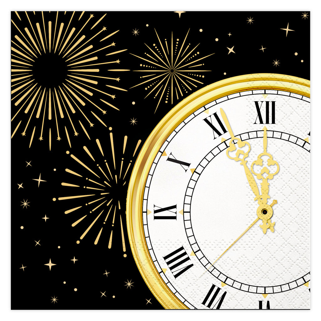 NYE Clock Lunch Napkin, 16 ct