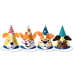 Dog Party Paper Hats, 8pk