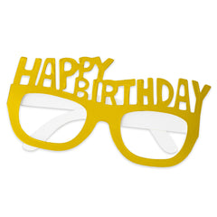 Gold Happy Birthday Paper Glasses 4-pk