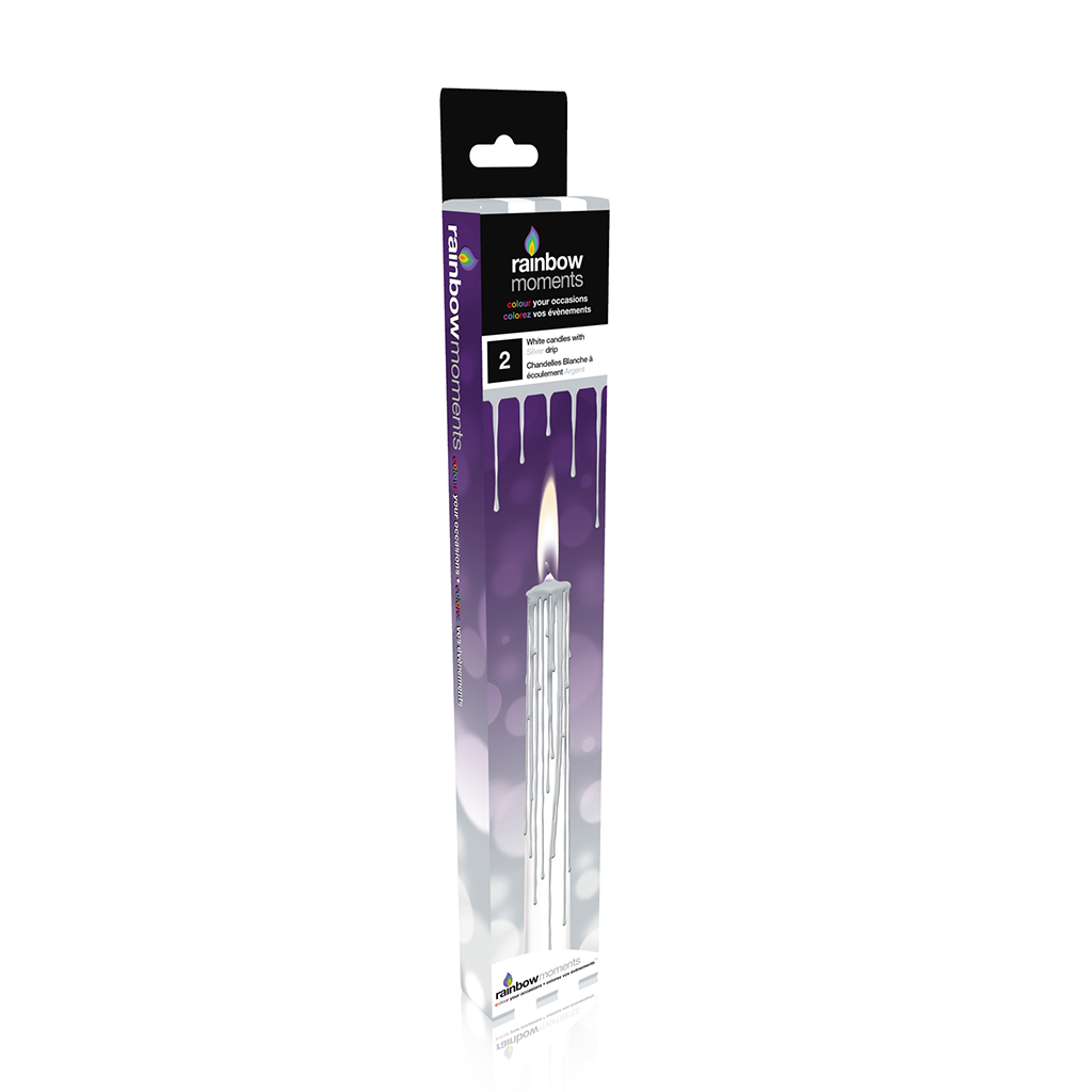 Magic Color Drip Candles – White with Silver Drip