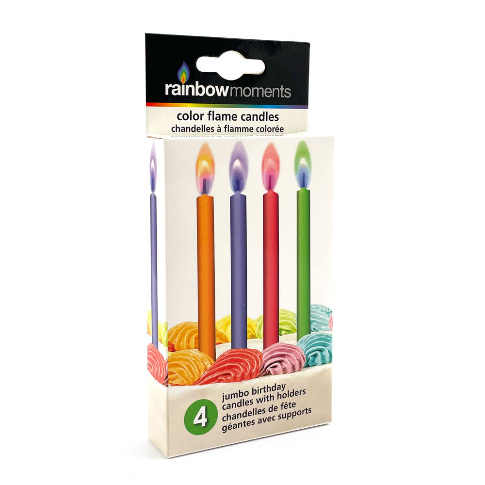 Jumbo Colored Flame Birthday Candles (4 Pack)