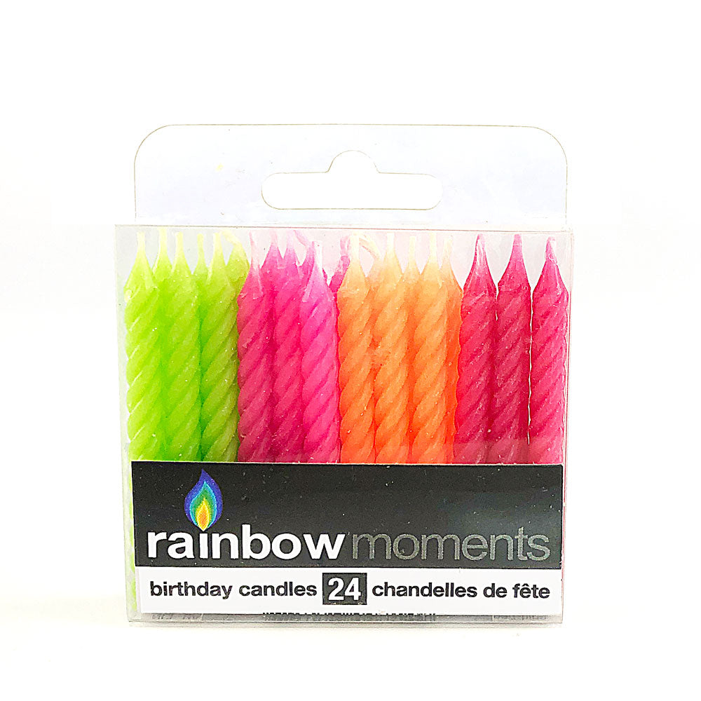Spiral Paraffin Candles (24-pack) - Neon Colors