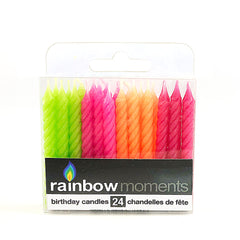 Spiral Paraffin Candles (24-pack) - Neon Colors
