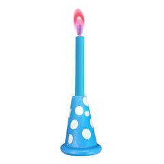 Blue Party Hat Cake Topper with Large Colored Flame Candle