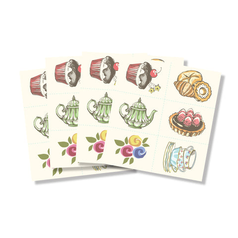 Tea Party Temporary Tattoos, 24-pk