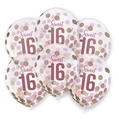Blush Sweet 16 Confetti Balloons 6ct
