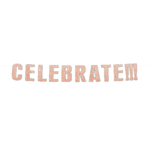 Blush Celebrate Glitter Banner, 6 FT