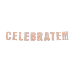 Blush Celebrate Glitter Banner, 6 FT