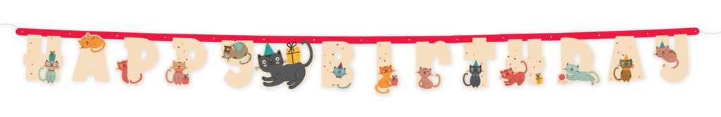 Cat Party Happy Birthday Banner, 6.25 FT