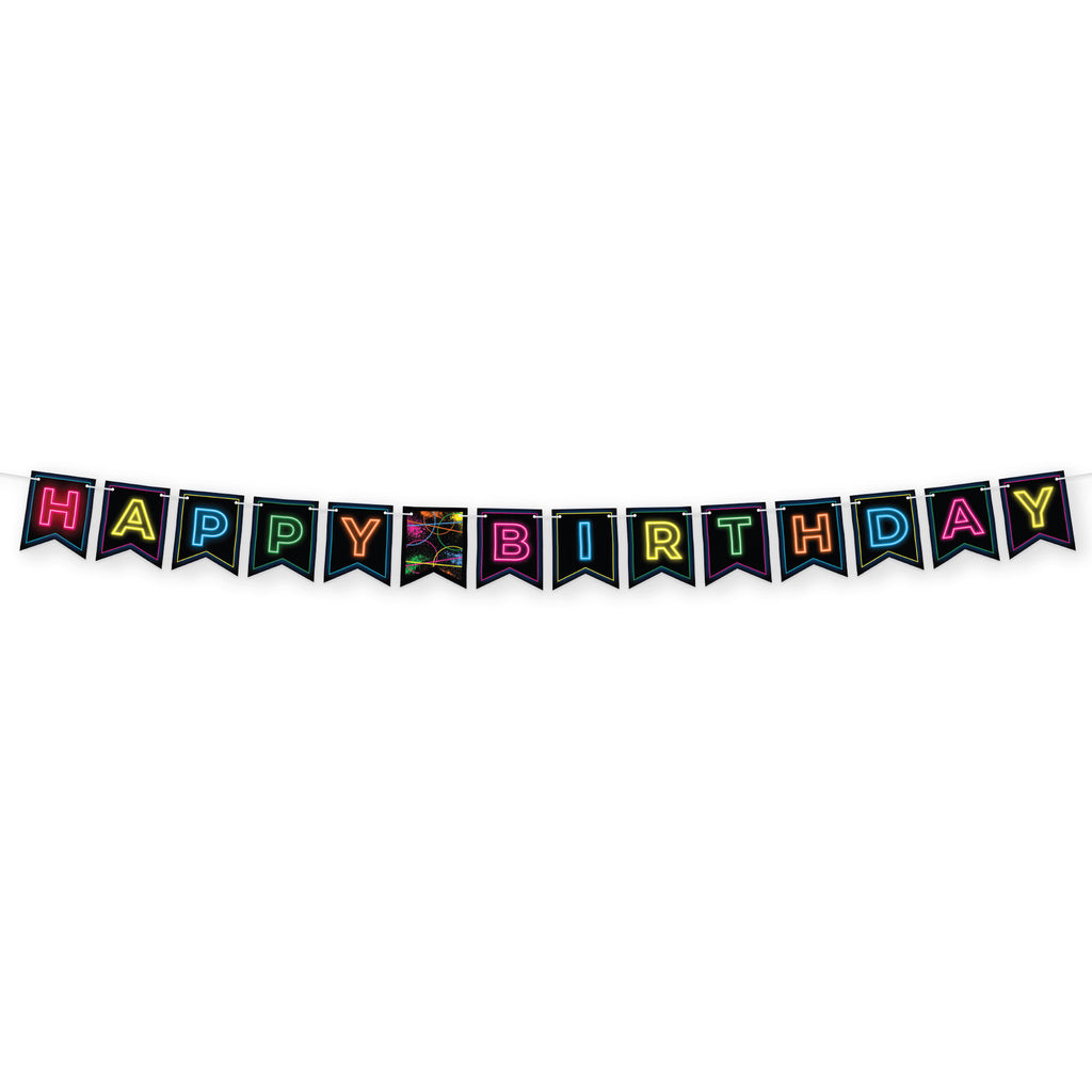 Glow Party Happy Birthday Banner, 10.6 FT