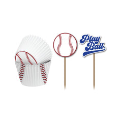 Baseball Cupcake Holders and Party Picks 48-pk