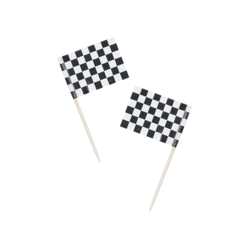 Racing Black and White Party Picks, 50-pk