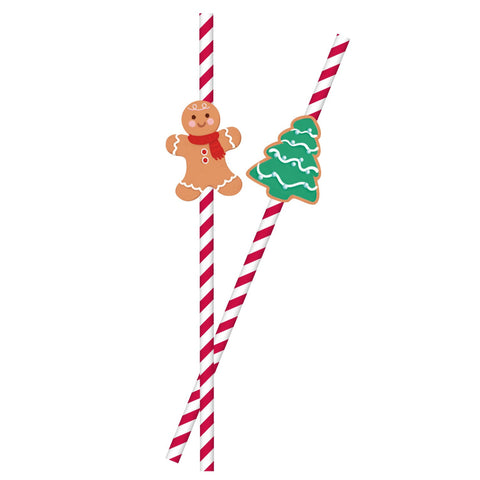 Christmas Gingerbread Paper Straws , 6cnt