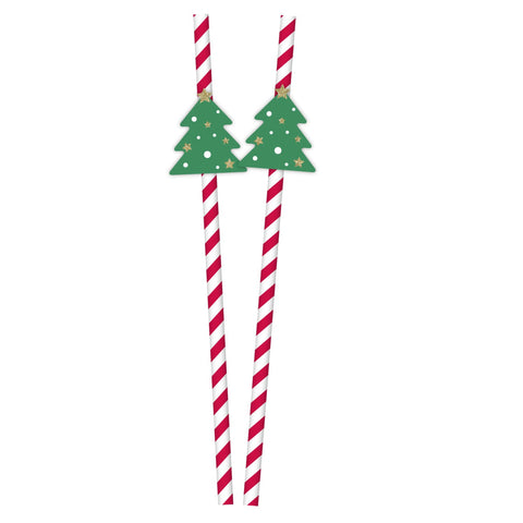 Christmas Tree Paper Straws , 6cnt