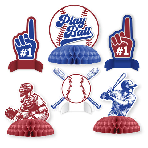 Baseball Honeycomb Centrepiece Kit 6-pk