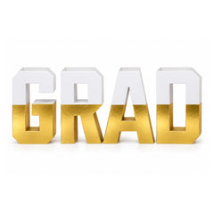 Grad Centerpiece Gold & White Letters