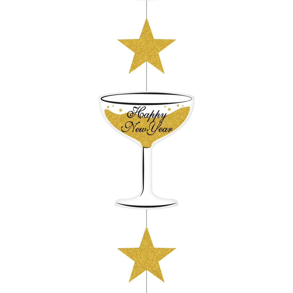 NYE Hanging Champagne Glass Decoration