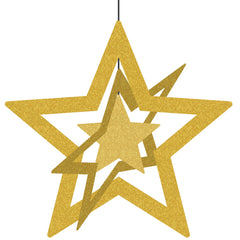 NYE Gold Star Decoration, 3pk