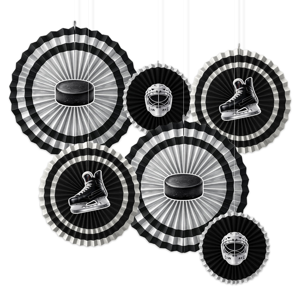 Hockey Paper Fan Decor Kit 6ct