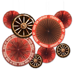Western Paper Fan Decor Kit 8ct