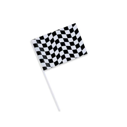 Racing Black and White Plastic Flag