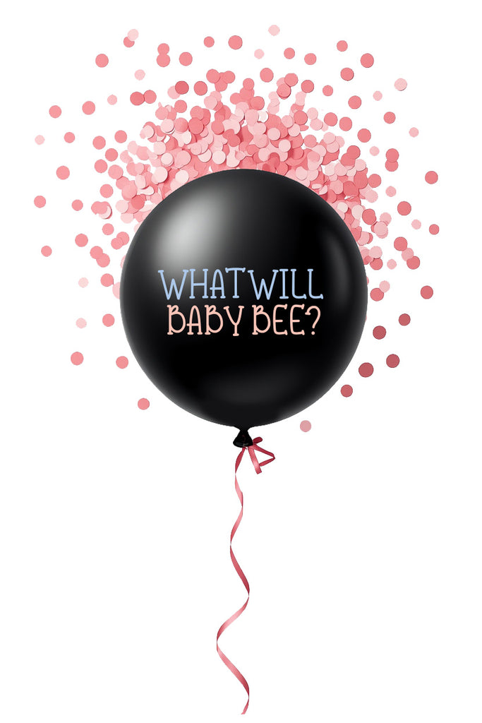 What Will Baby Bee? Gender Reveal Balloon with Pink Confetti 1ct