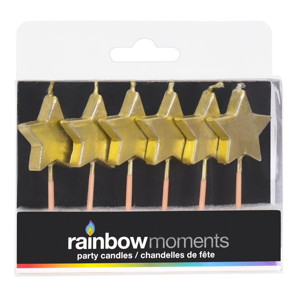 Gold Star Shape Candles (6pk)